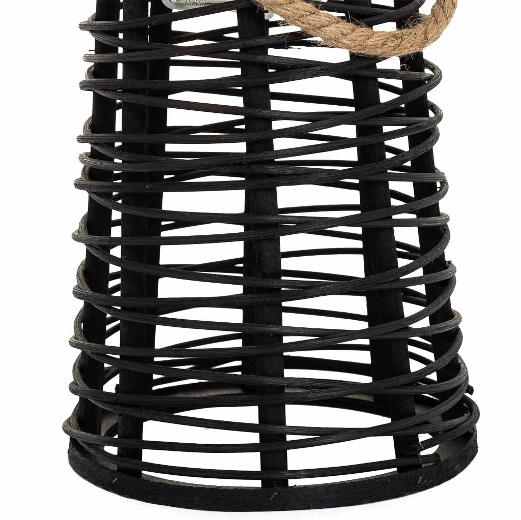 Lanterna portacandela in rattan nero d20x44h