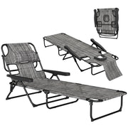 Chaise longue pieghevole regolabile ¨C zephmum ¨C grigio 72x194x31 cm
