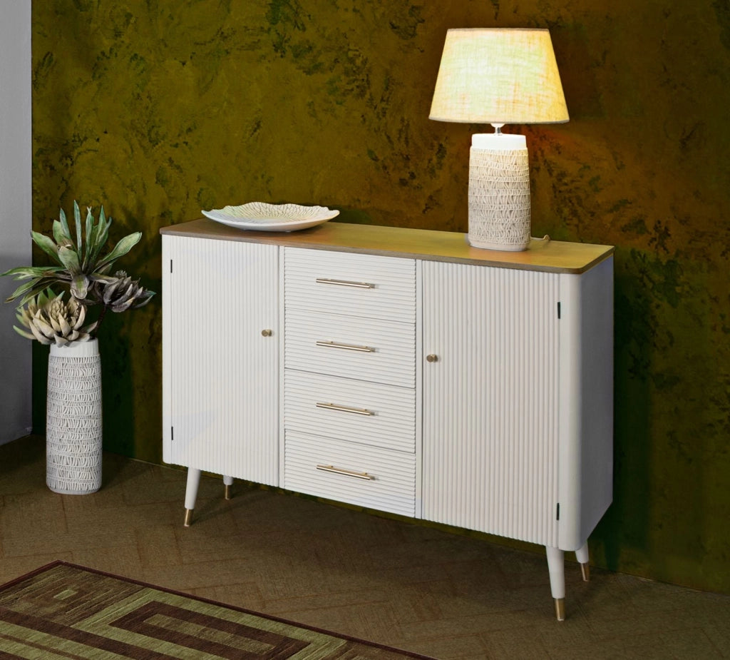 Mobile Matera 117x90x37 cm in Legno MDF e Ferro Bianco/Marrone