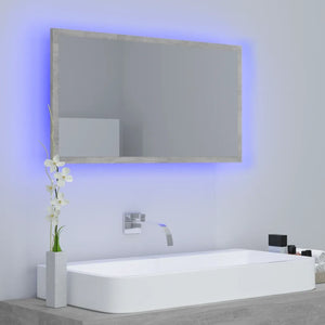 Specchio da Bagno LED Grigio Cemento 80x8,5x37 cm in Truciolato cod mxl 69325