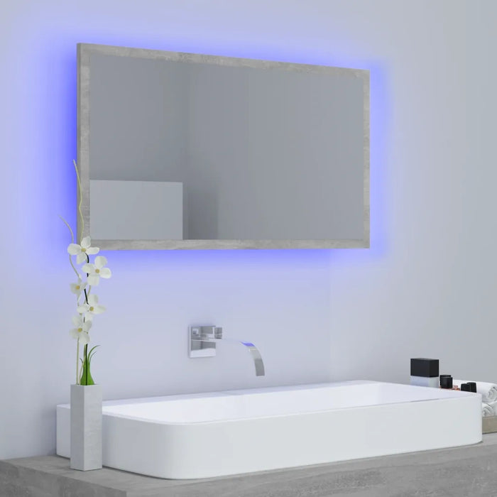 Specchio da Bagno LED Grigio Cemento 80x8,5x37 cm in Truciolato cod mxl 69325