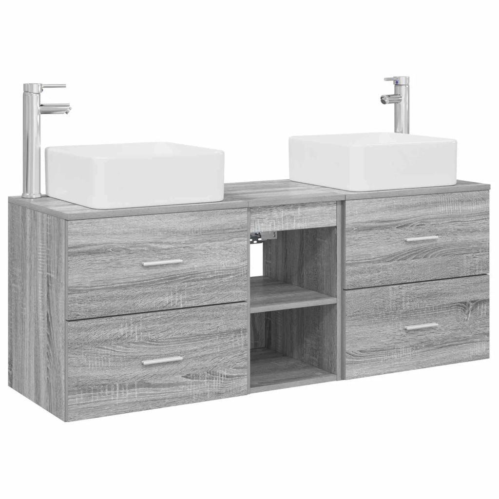 Set di Armadi da Bagno 3 pz Sonoma grigio 49,5 x 41 x 63 cm 3405824