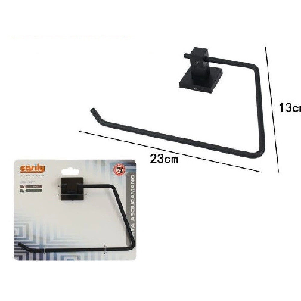 Trade Shop - Porta Rotolo Carta Igienica Muro Parete Da Bagno Toilette Supporto Acciaio Nero -