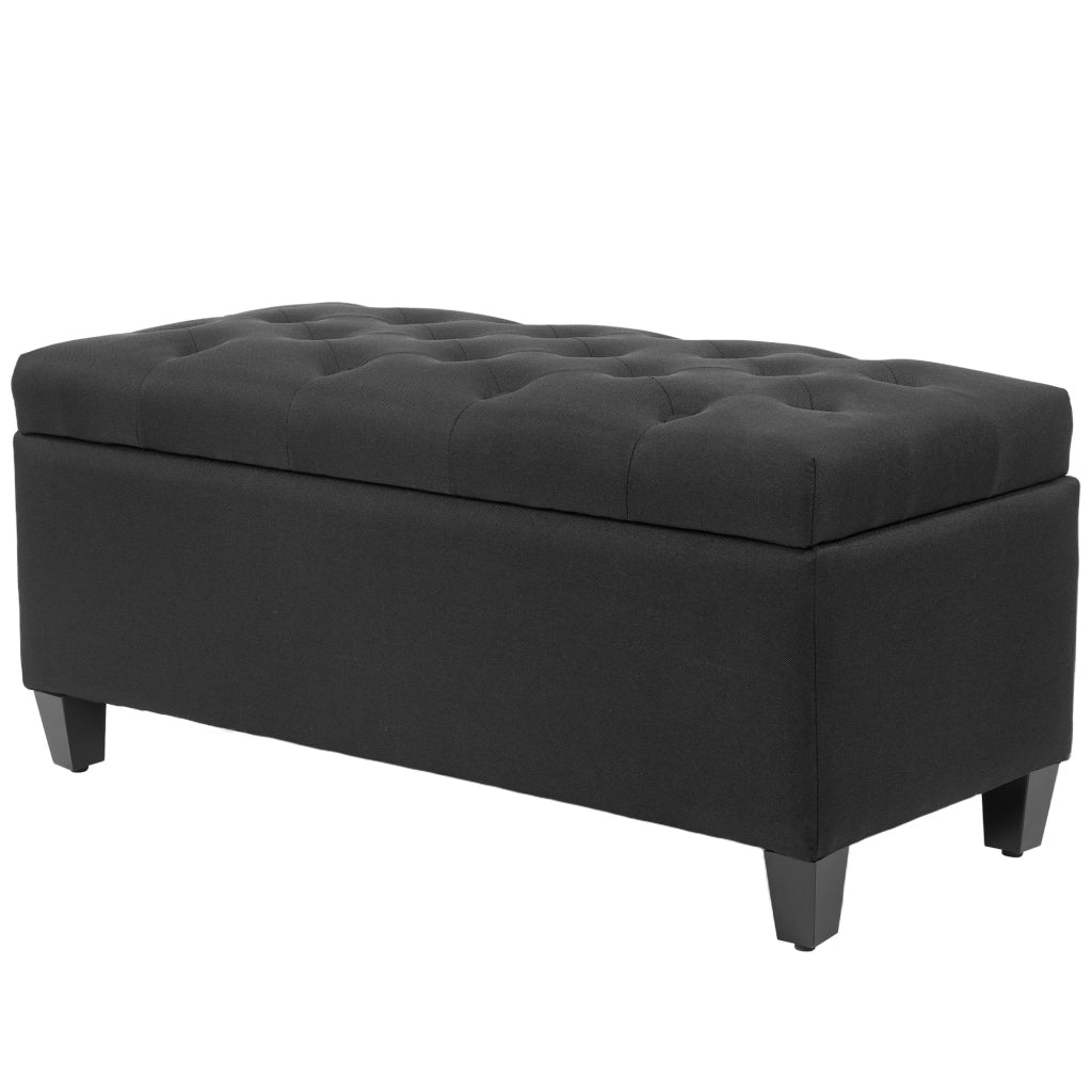 Divano con contenitore ¨C zephmum ¨C nero, poliestere simil lino, legno, 100x40x44 cm