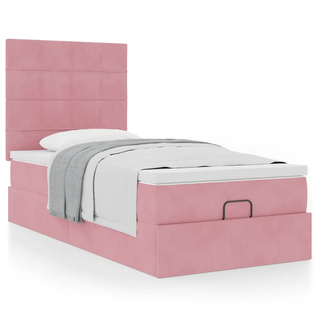 Struttura Letto Pouf con Materassi Rosa 80x200 cm Velluto 3313438