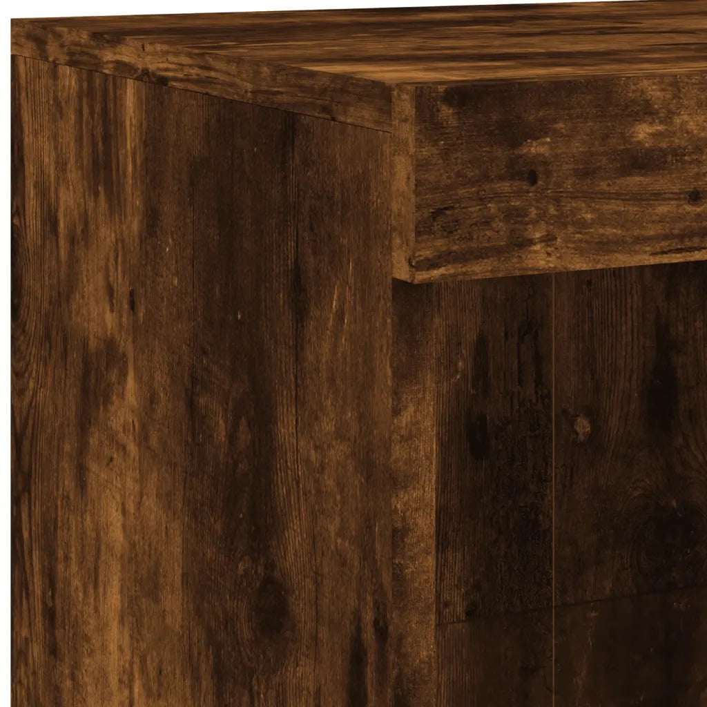 Credenza con Luci LED-Buffet-Armadio da cucina Rovere Fumo 81x37x100 cm