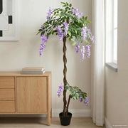 Albero di Fiori di Fagiolo Artificiale Viola 80 x 18 x 160 cm