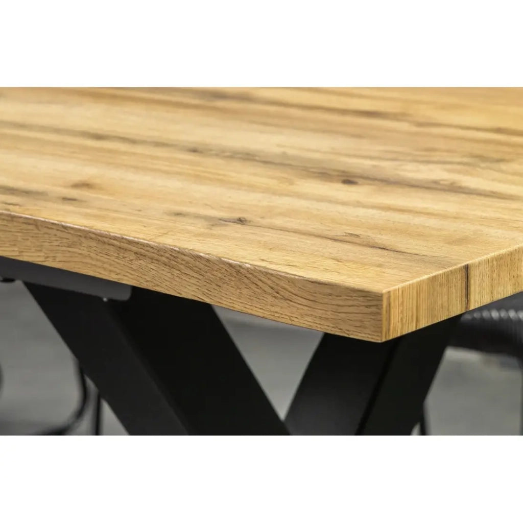 Tavolo da pranzo RIVET estensibile fino a 220 cm - Legno e metallo nero - Stile industriale