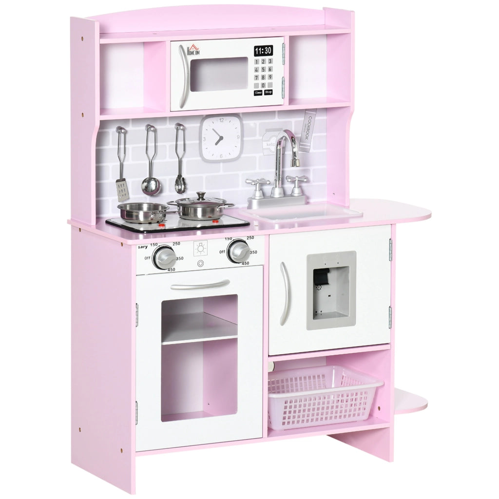 Cucina Giocattolo in Legno per Bambini con Luci e Suoni ¨C Zephmum ¨C Rosa 70x29x90 cm