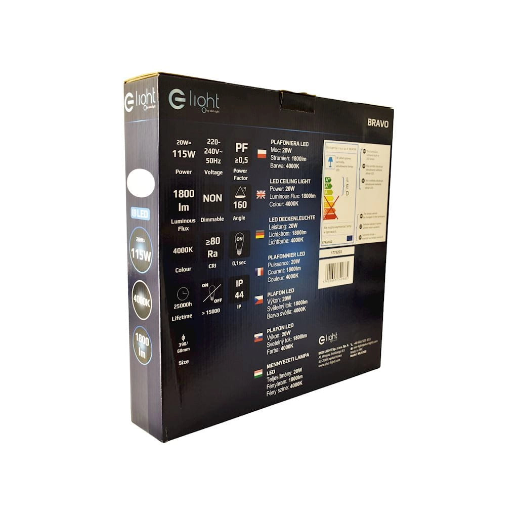 Plafoniera LED Milagro Bravo 20W 4000K 39cm IP44
