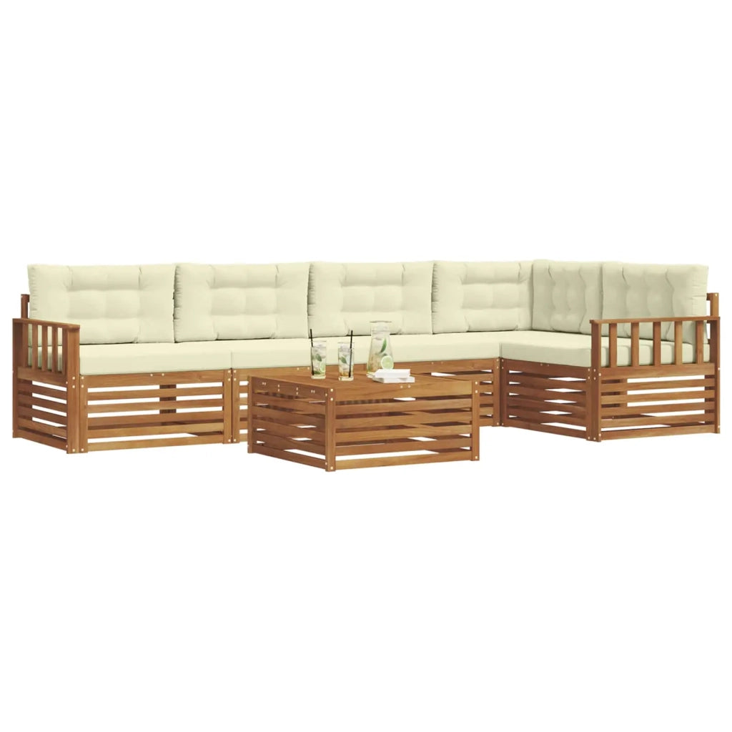 Set di divani da esterno con cuscino 6 pcs Naturale e Crema 3373490
