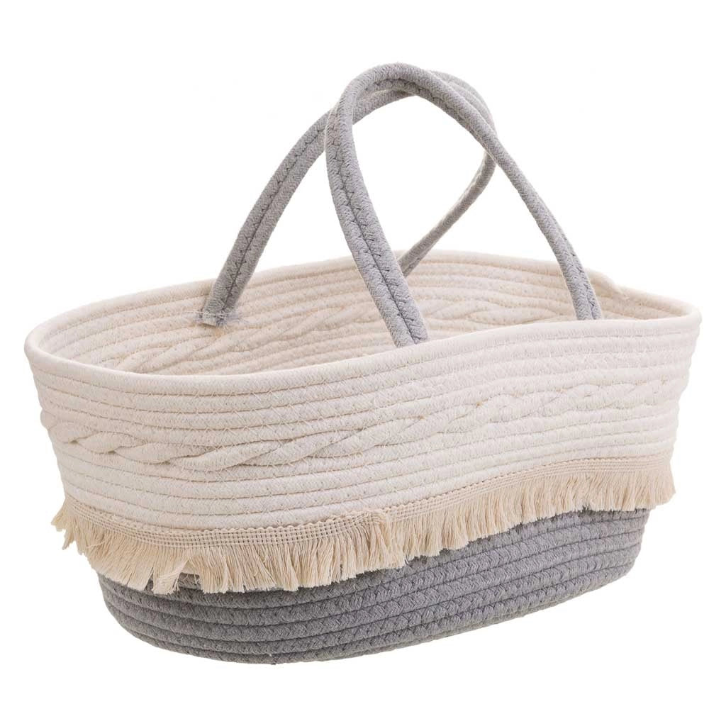 Cesto in corda intrecciata bianca 40x30x18h