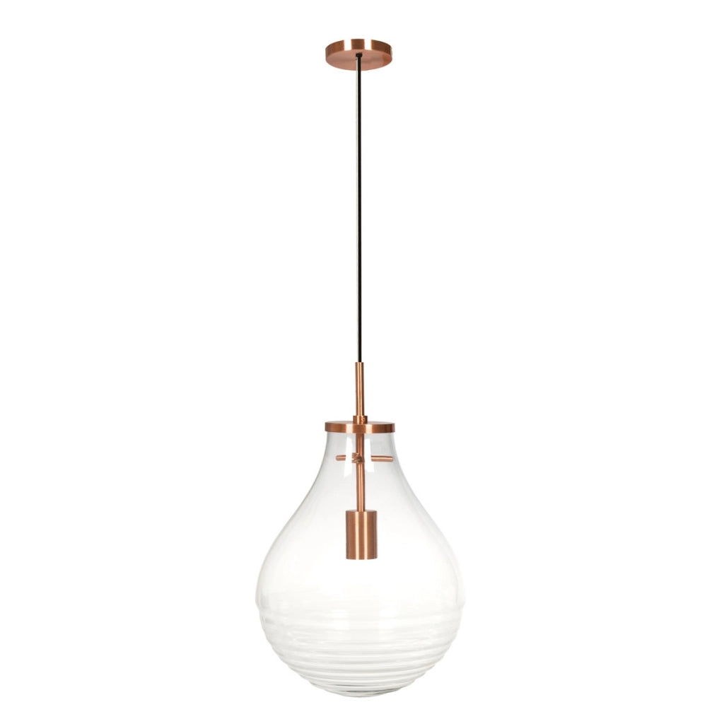 Lampada a sospensione Tamo in vetro e rame