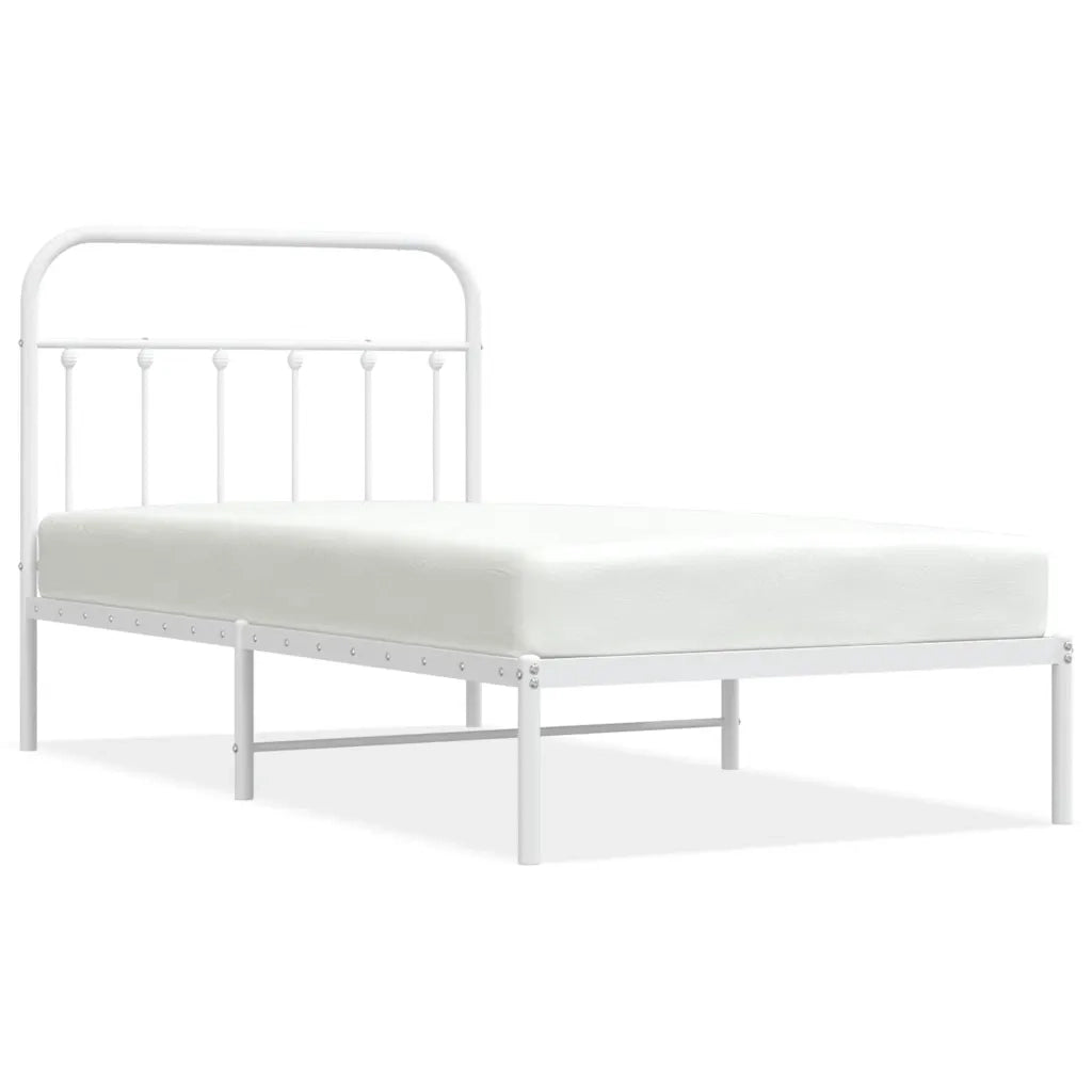 Giroletto con Testiera-Struttura Letto con testiera Metallo Bianco 100x190 cm 999316