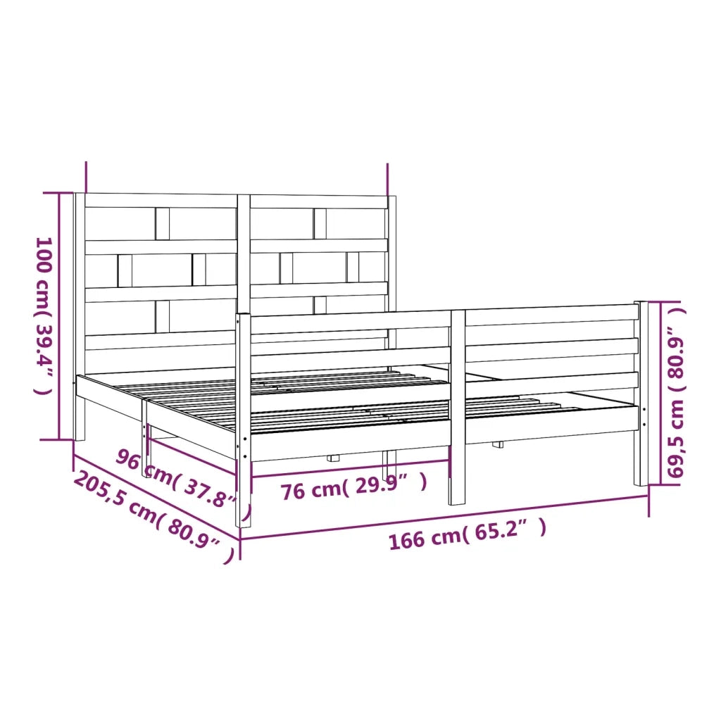 Giroletto-Struttura Letto Bianco in Legno Massello di Pino 160x200 cm 813314
