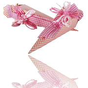 Trade Shop - Set 12 Pezzi Bomboniera Cono Scatoline Rosa Pois 4x4x19 Cm Bomboniere -