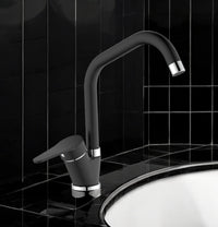 Miscelatore per cucina in ottone finitura granito nero, canna a ponte