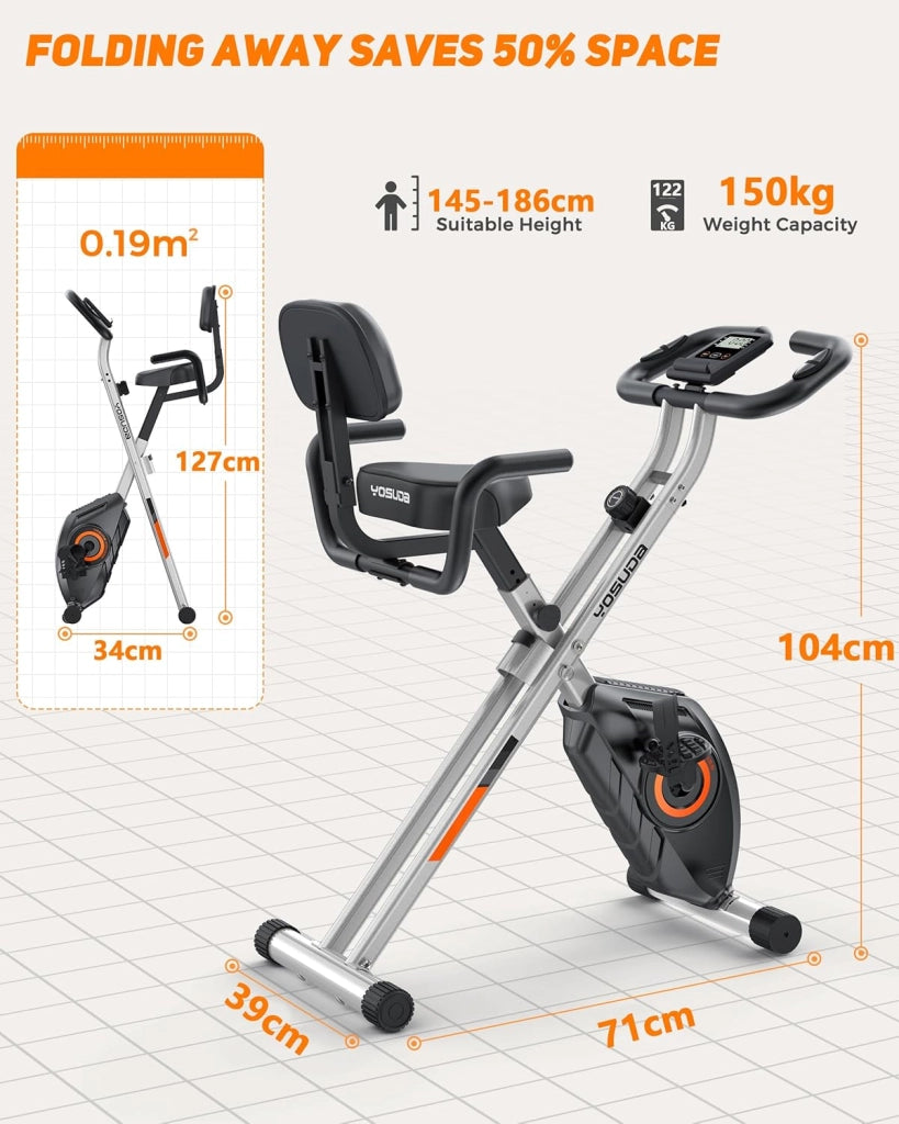 Bicicletta da esercizio pieghevole 5 in 1 ¨C Minimal ¨C Monitor LCD, Capacit¨¤ 150KG
