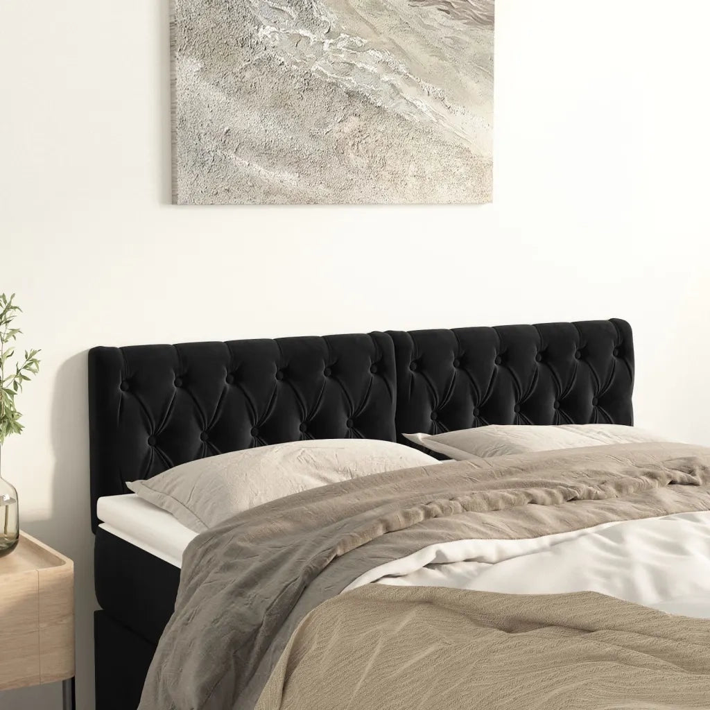 Testiera | Testata Nera 144x7x78/88 cm in Velluto