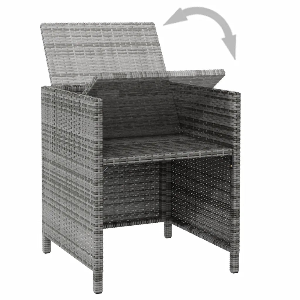 Set Sedie da Giardino con Poggiapiedi 4 pz in Polyrattan Grigio cod mxl 23211