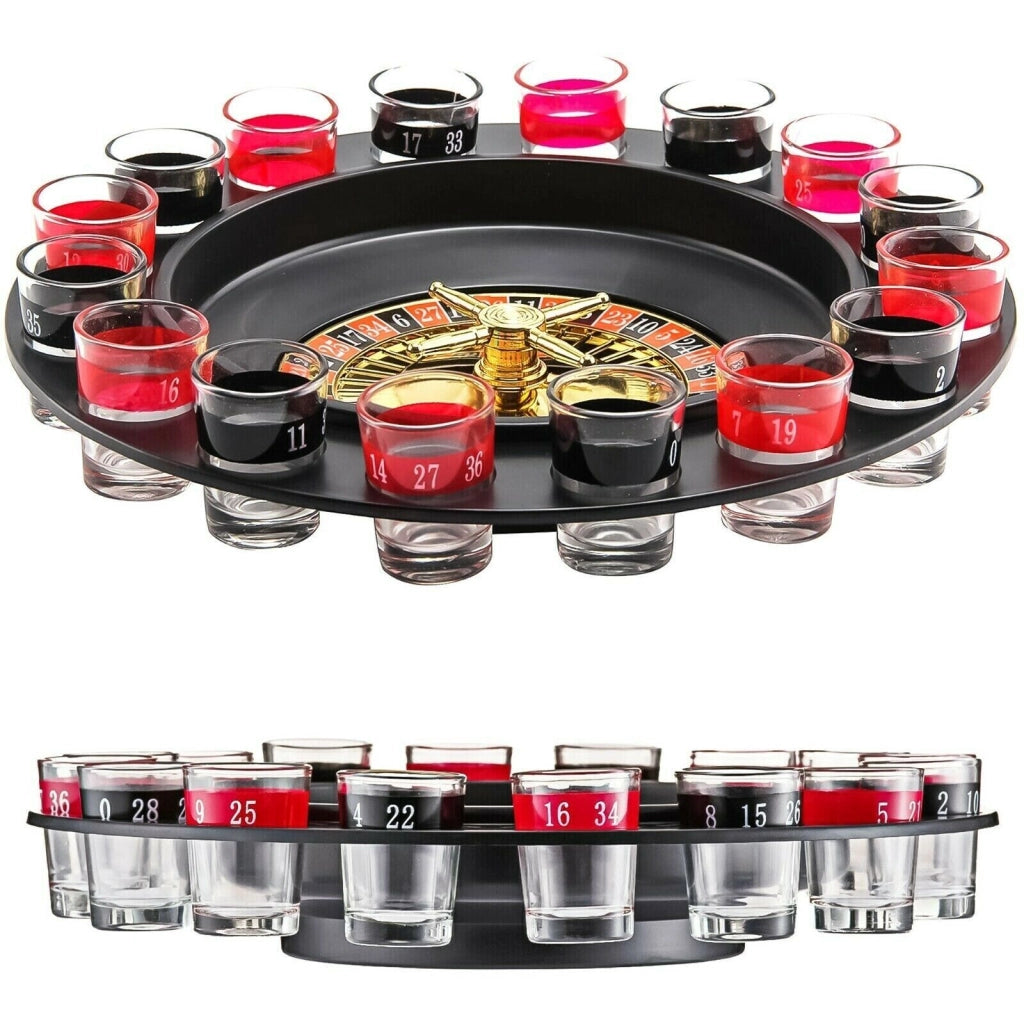 Roulette alcolica con 16 bicchierini gioco d'azzardo da tavolo per adulti MB-34