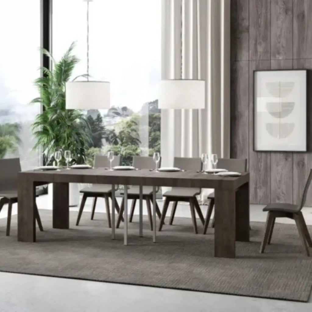 Tavolo allungabile 90/246x90 cm Roxell Premium colore noce