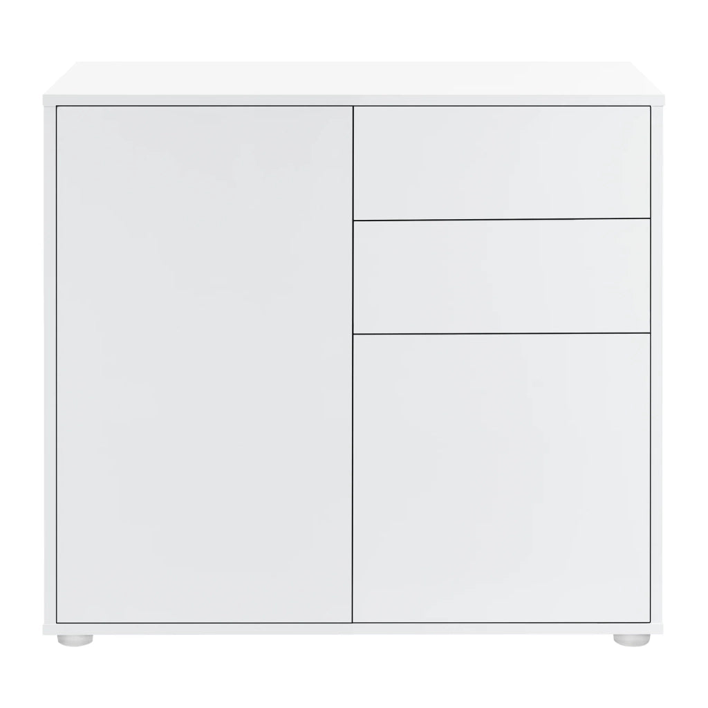 Cassettiera con 2 cassetti e 2 ante 74 x 79 x 36 cm bianco lucido 03_0006817