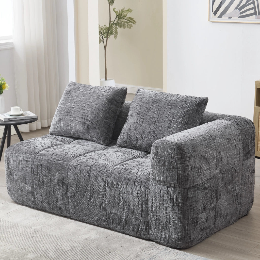 DIVANO Chaise longue 158x90x60 cm Chenille grigio con cuscino incluso