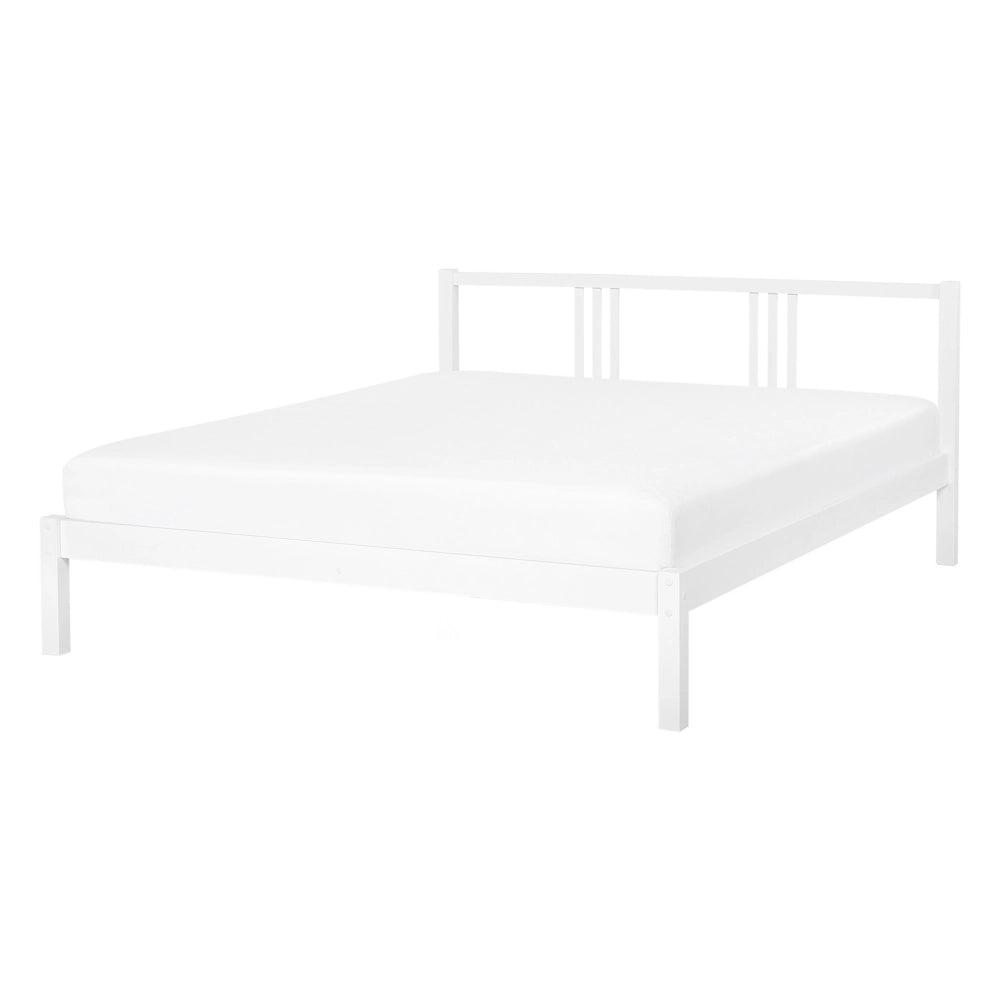 Letto in Legno di pino Bianco con Rete a Doghe Stile Classico 140 x 200 cm