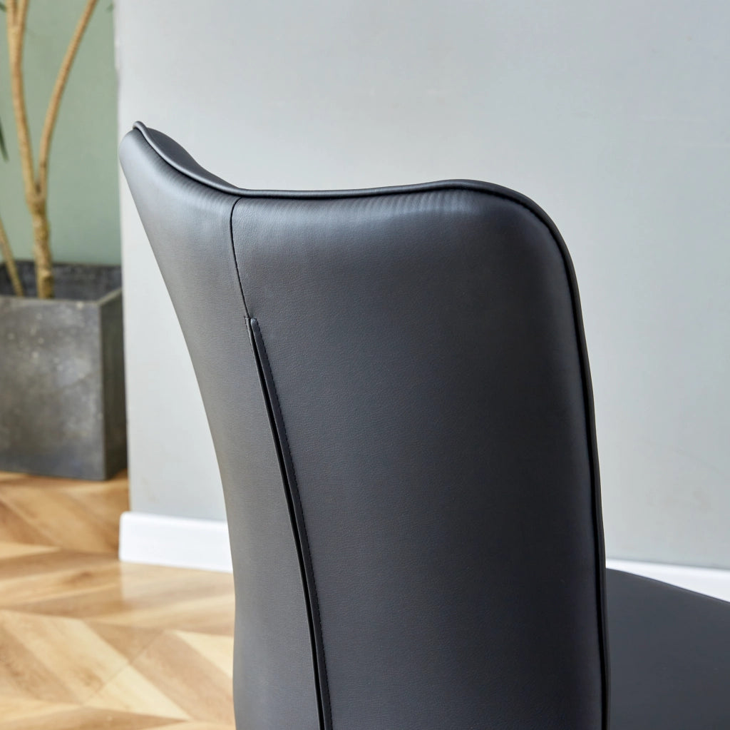 Set tavolo rotondo Ø100 cm con 2 sedie in PU nero; MDF e vetro