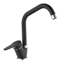 Miscelatore per cucina in ottone finitura granito nero, canna a ponte