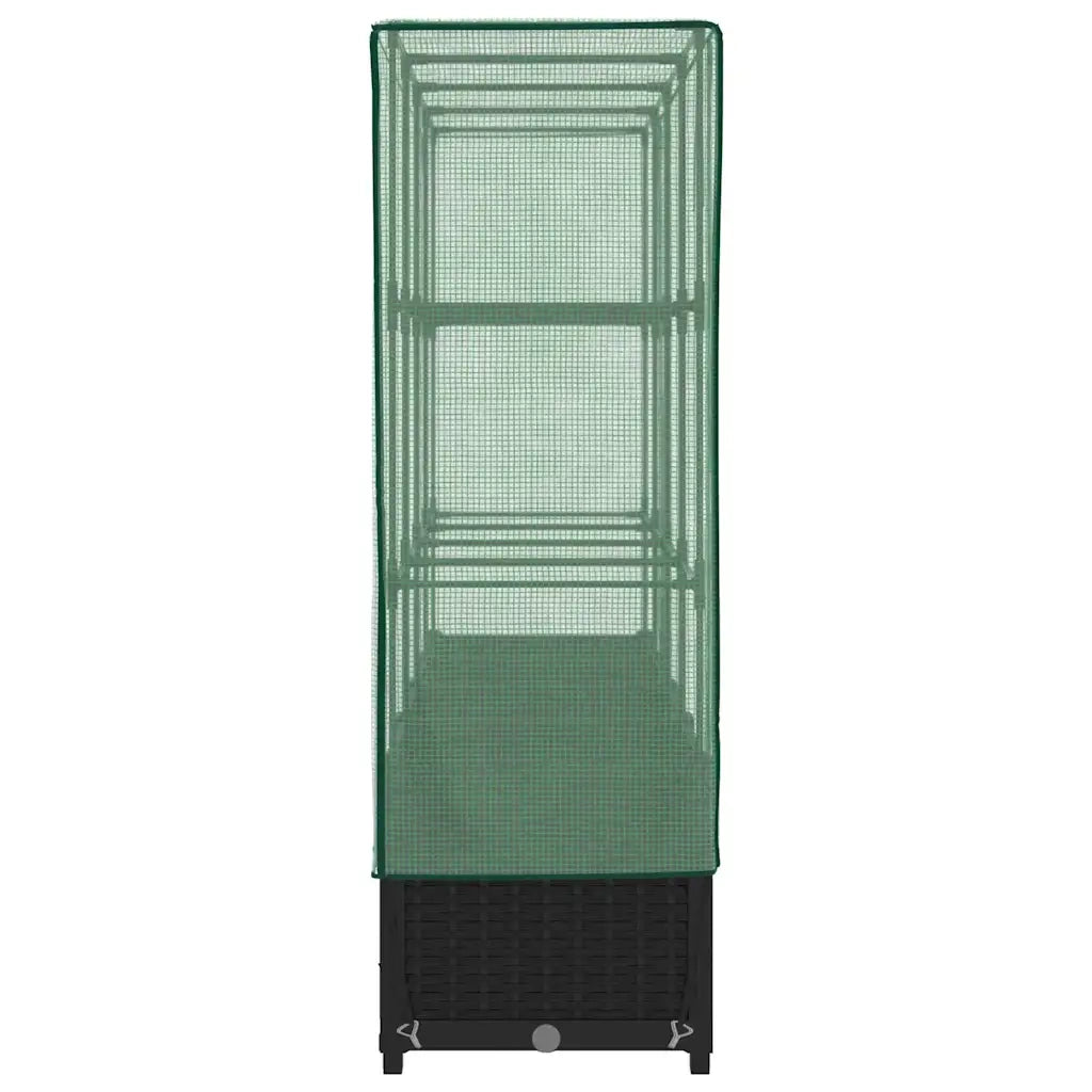 Fioriere | Cassetta per fiori | Letto rialzato con copertura per serra effetto rattan 160x40x138 cm