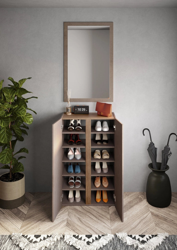 Predore, Armadio Multiuso 2 Ante 5 Ripiani, 70x111h cm Marrone Bronzo