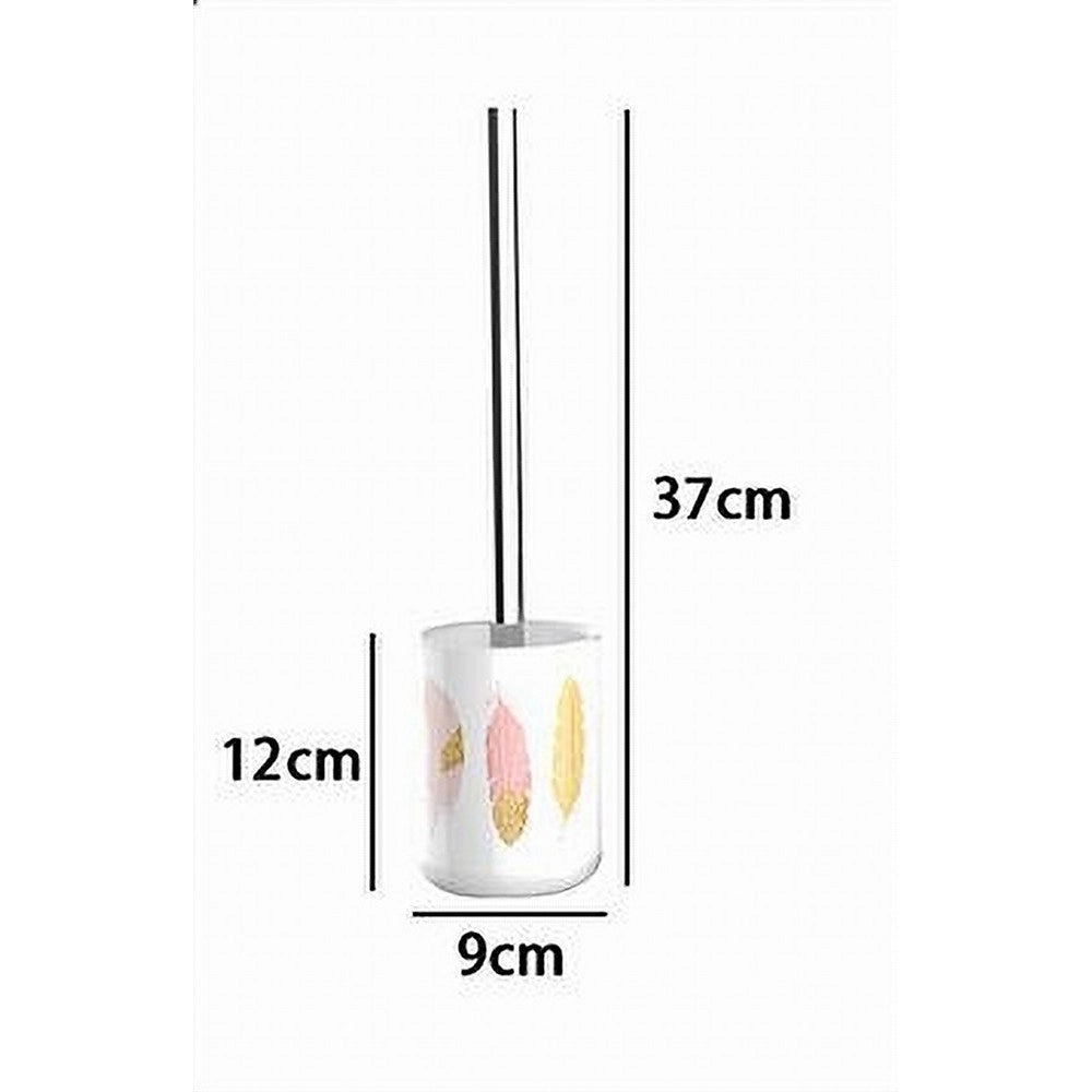 Trade Shop - Portascopino Porta Scopino Bagno Wc Toilette Con Piume Con Scopino Completo 69796 -