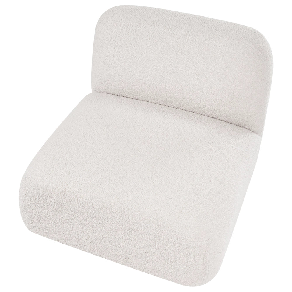 Modulo divano monoposto in tessuto bianco sporco gambe in legno stile moderno