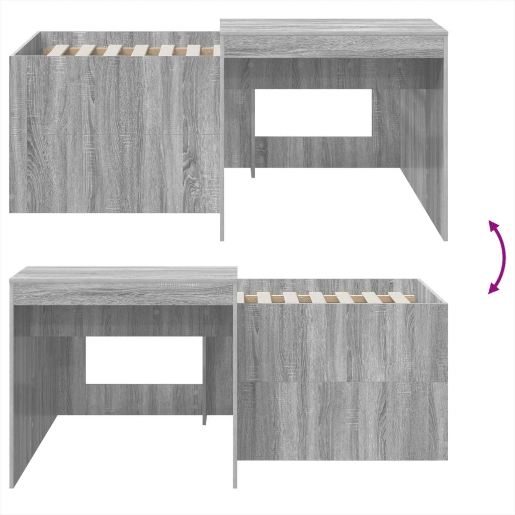 Letto alto per bambini con scrivania Sonoma grigio 3422672