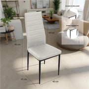 SET 4 SEDIE IMBOTTITE CON SEDUTA SIMILPELLE E GAMBE IN METALLO  DIMENSIONI 40X41X95 CM COLORE BIANCO