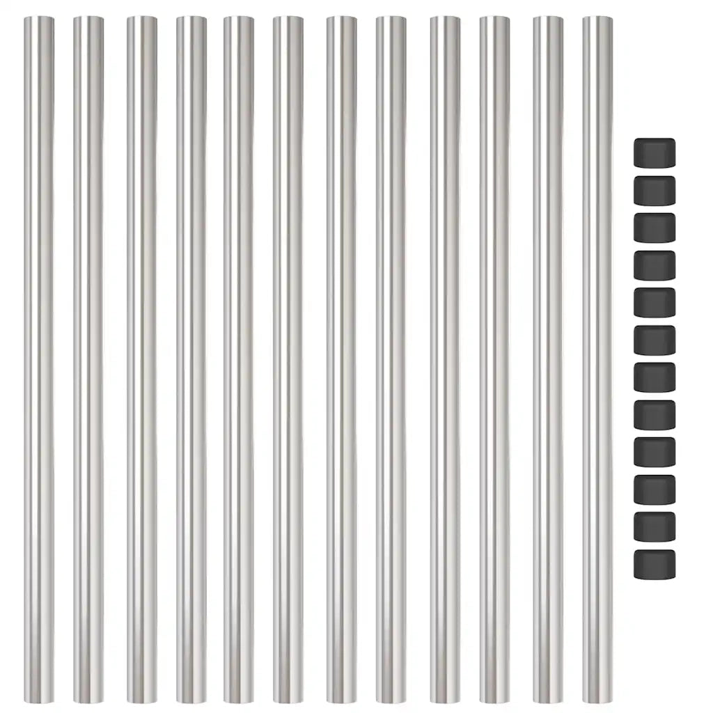 vidaXL Pali per Recinzione 12 pcs Argento 110 cm