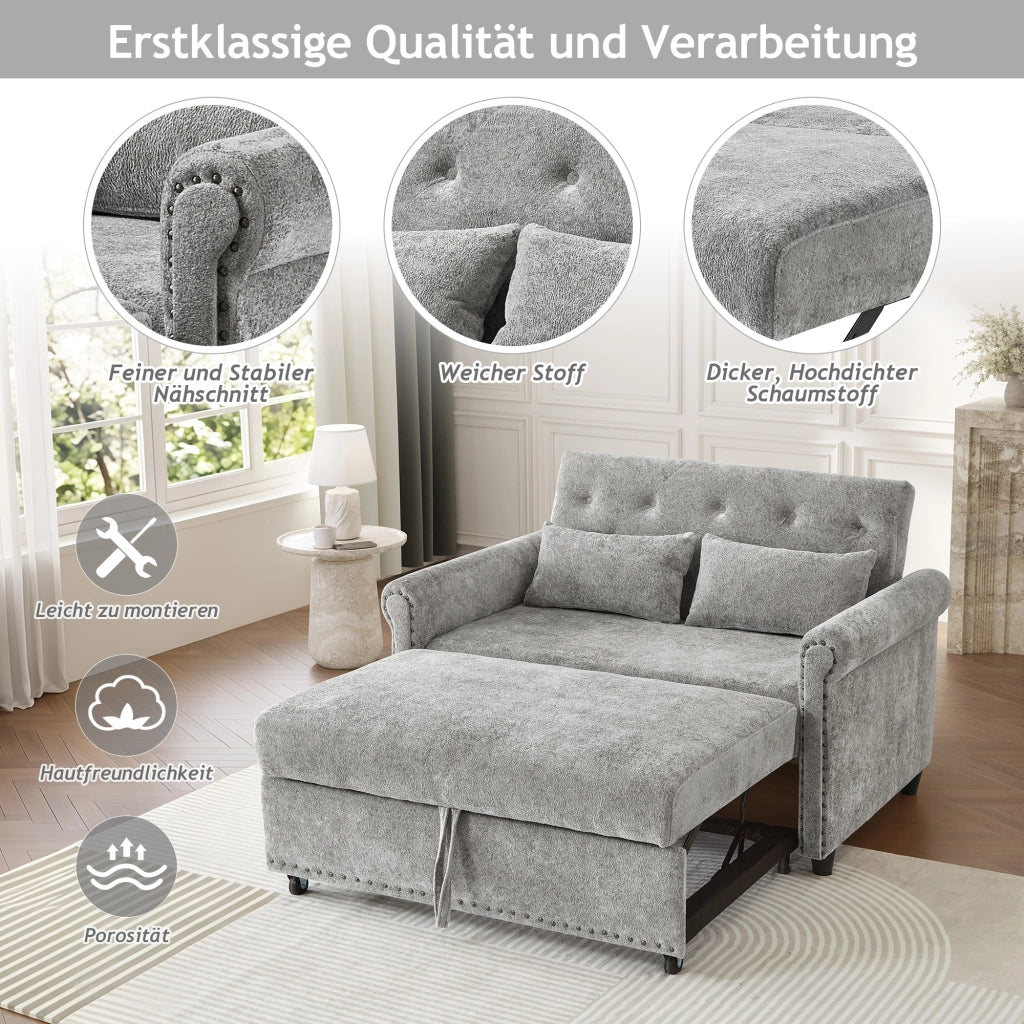 DIVANO LETTO 2 posti 3 in 1 170x98 cm Chenille grigio