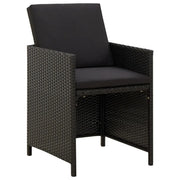 Sedie da Giardino con Cuscini 4 pz | Sedie da Esterno in Polyrattan Nere