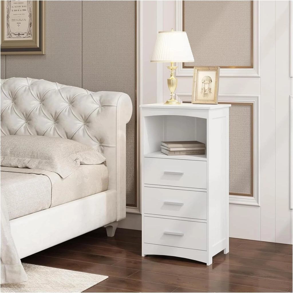 Mobile da Bagno Autoportante 3 Cassetti, Mobile da Bagno Sospeso, con 2 Ante e Ripiano Regolabile, MDF, Bianco