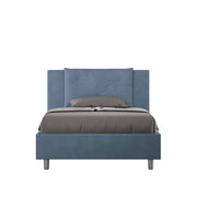 BS COM Letto una piazza e mezza con rete imbottito 120x190 microfibra blu