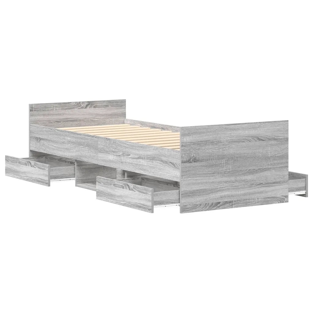 Giroletto con Testiera e Pediera-Struttura Letto Grigio Sonoma 75x190 cm