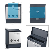 Cassetta postale con vano portagiornale V36 antracite + inox 305 x 105 x 385 mm con vetrino nome