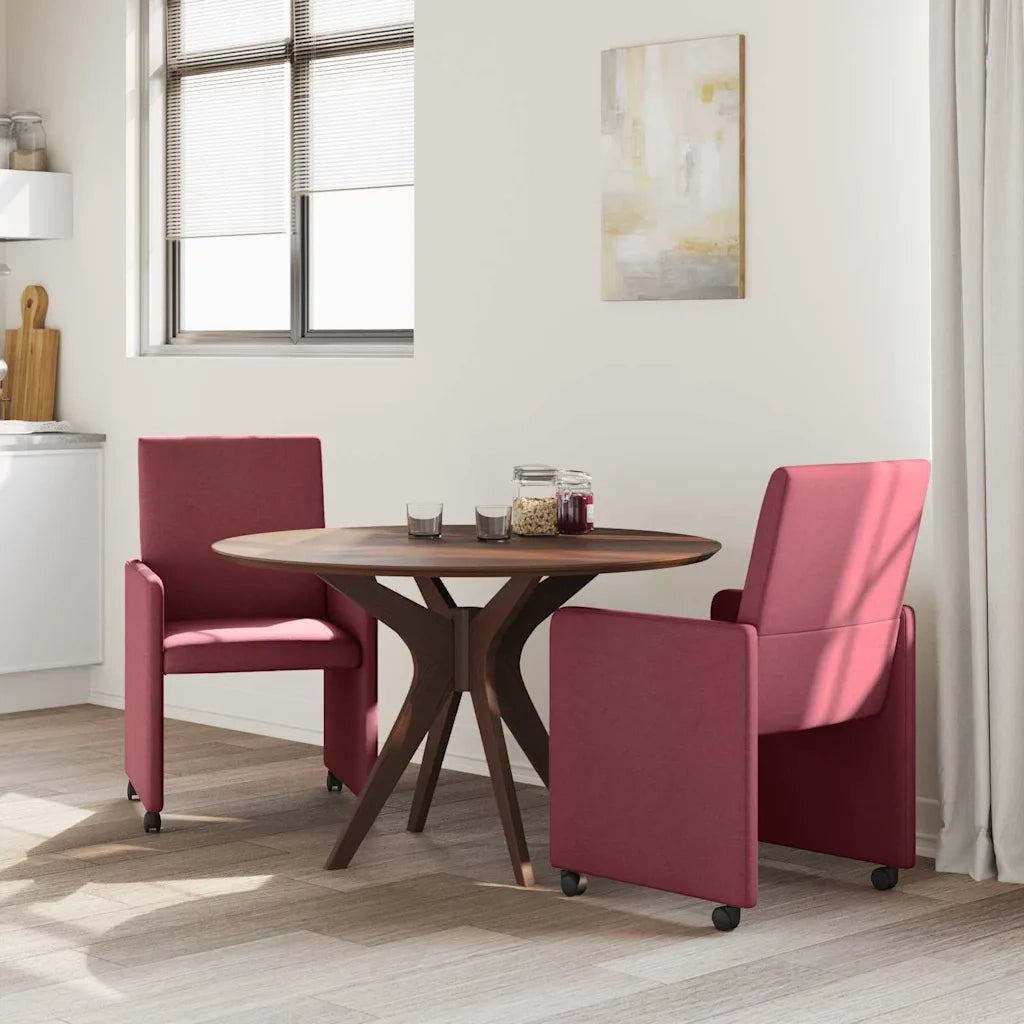 Sedie da Pranzo con Ruote 2 pcs Rosso vino 57 x 66 x 94 cm 42017810