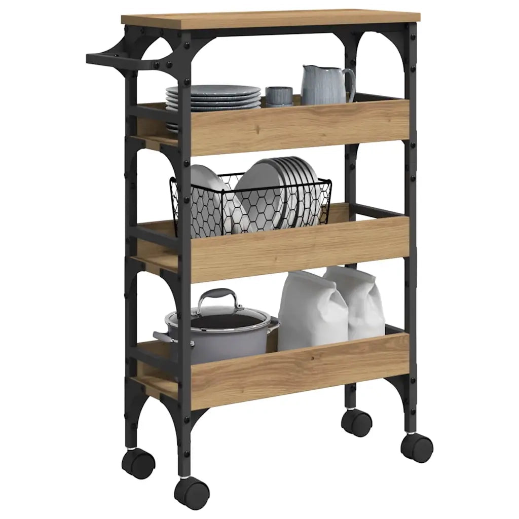 Carrello da Cucina-Scaffale per Cucina Rovere artigianale 53 x 20 x 76 cm