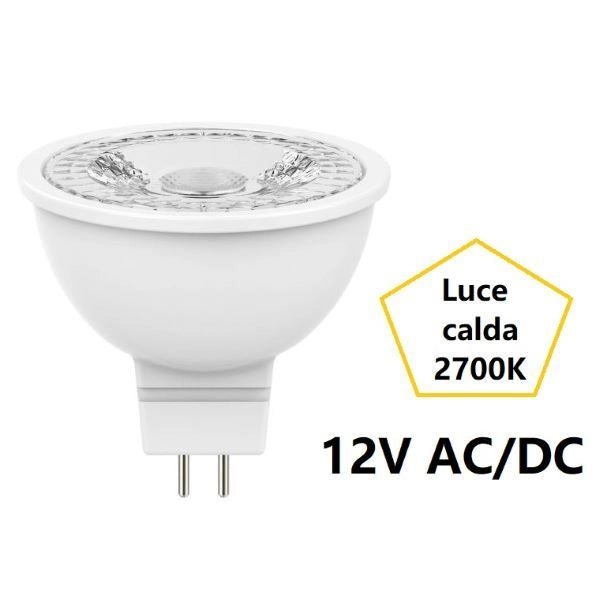 GU5.3 MR16 LAMPADINA FARETTO 12V AC/DC A LED 6,9W LUCE CALDA 2700K 500LM BOT