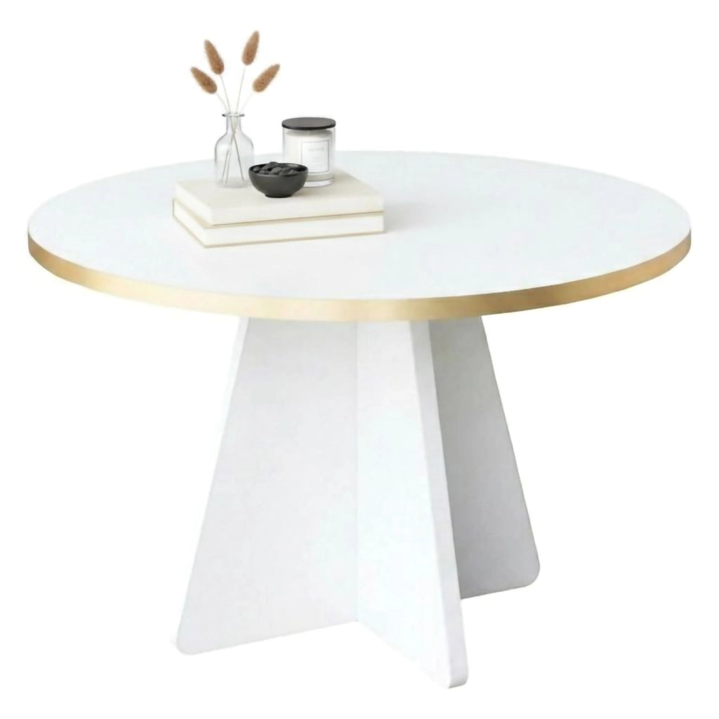 Tavolino da salotto Armanda, Tavolo basso da caffè, Portariviste per divano, Ripiano da soggiorno, 60x60h40 cm, Oro e Bianco