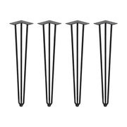 Lotto di 4 gambe Hairpin a 3 aste per tavolo, altezza 710mm, Acciaio, Verniciato nero