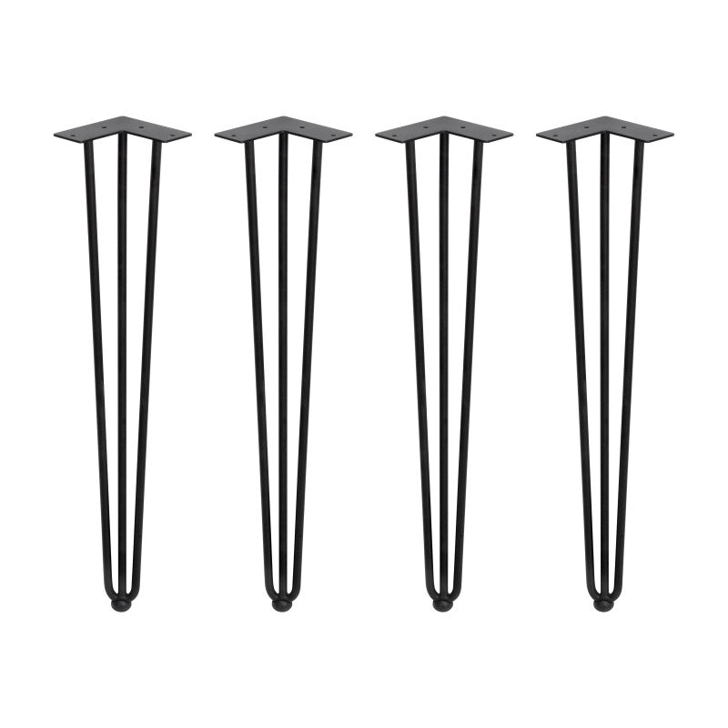 Lotto di 4 gambe Hairpin a 3 aste per tavolo, altezza 710mm, Acciaio, Verniciato nero